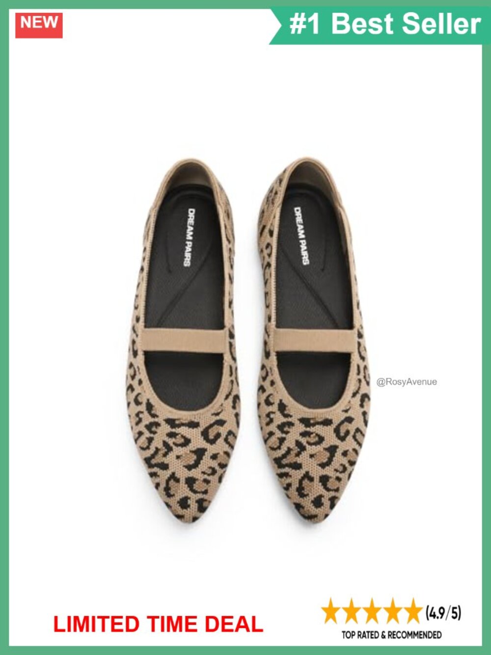Pointed Toe Dressy Mary Jane Flats Cushioned Knit Slip-On Shoes